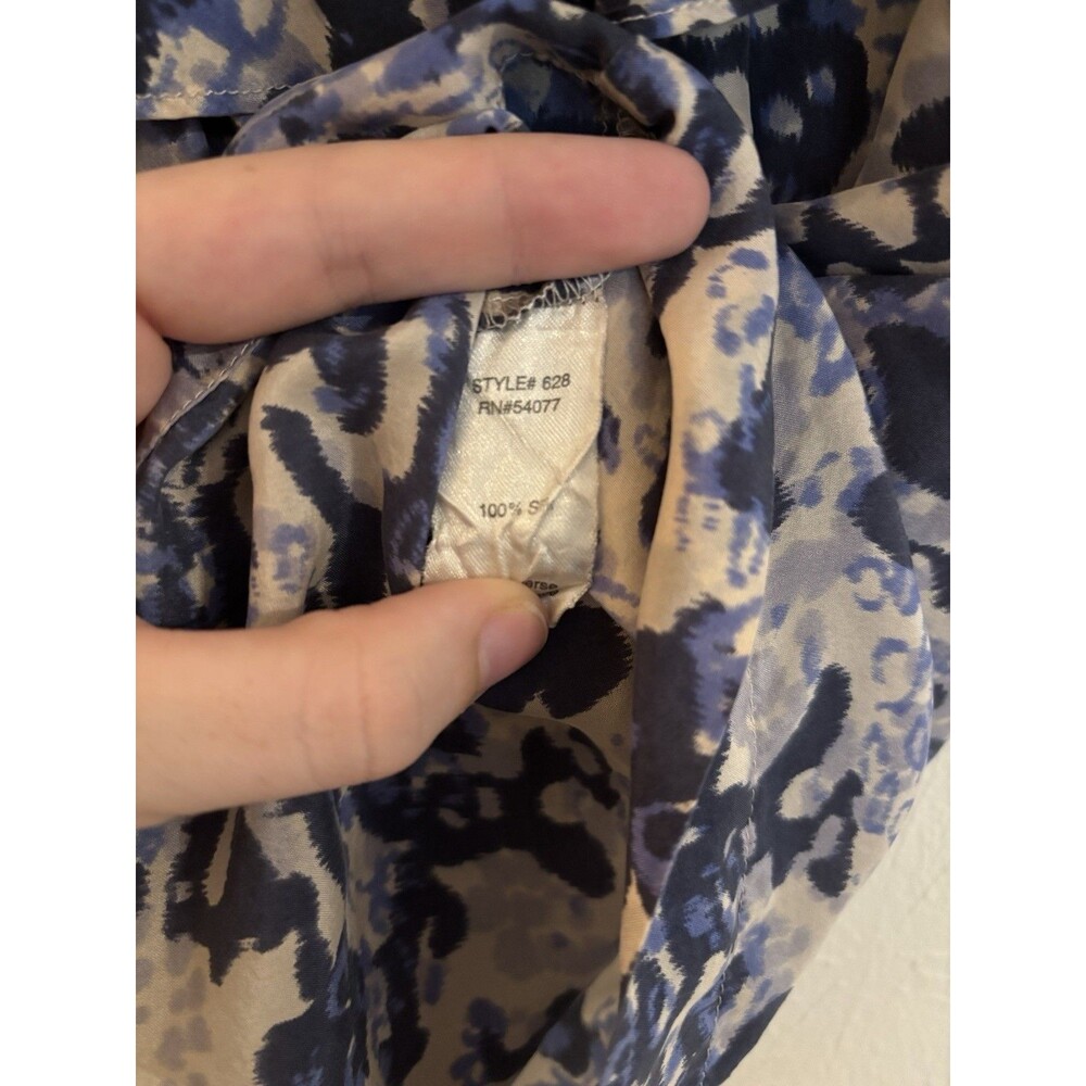 CAbi Blue Tank Medium Silk Women's Blouse Layer Cascading Ruffle Office Business - Picture 5 of 5